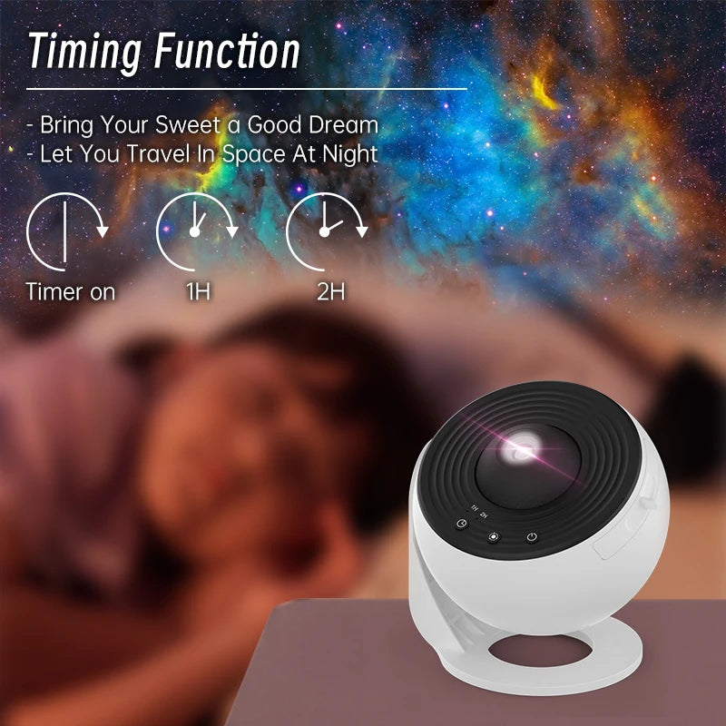 Galaxy Starry Sky Projector – 360° Rotating Night Light