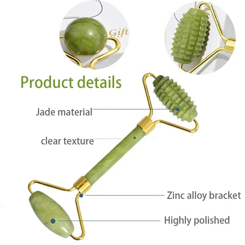 Natural Jade Roller & Gua Sha Facial Massage Set