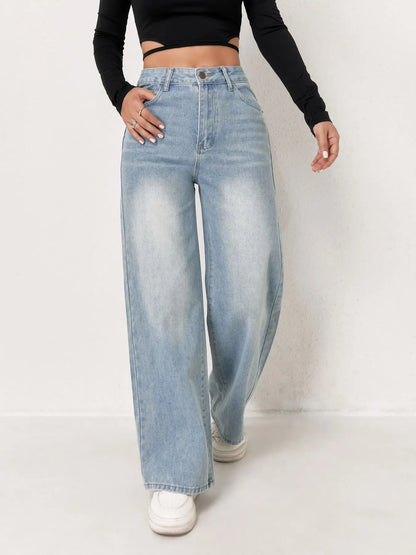 Women’s Y2K Light Blue Wide Leg Jeans – Casual Denim Pants