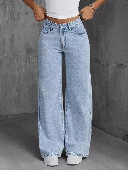 Women’s Y2K Light Blue Wide Leg Jeans – Casual Denim Pants