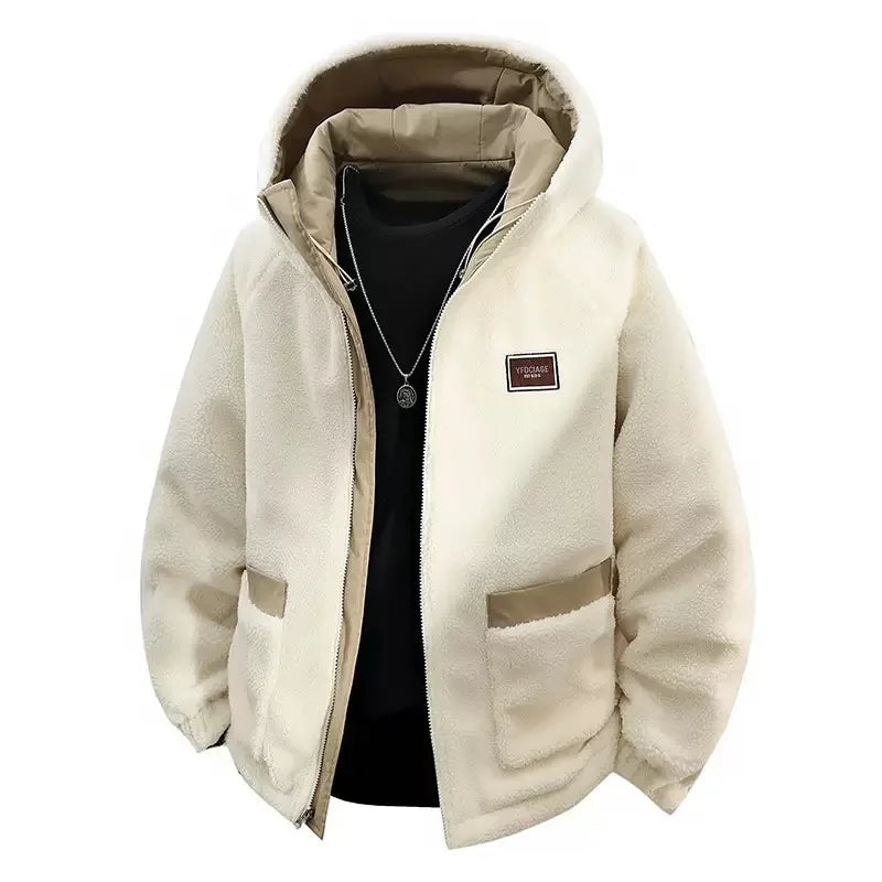 Men’s Winter Fleece Hooded Jacket – Warm Casual Sportswear