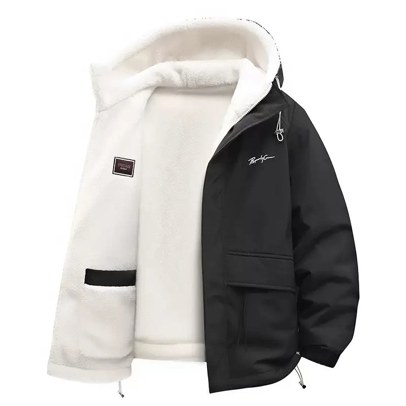 Men’s Winter Fleece Hooded Jacket – Warm Casual Sportswear