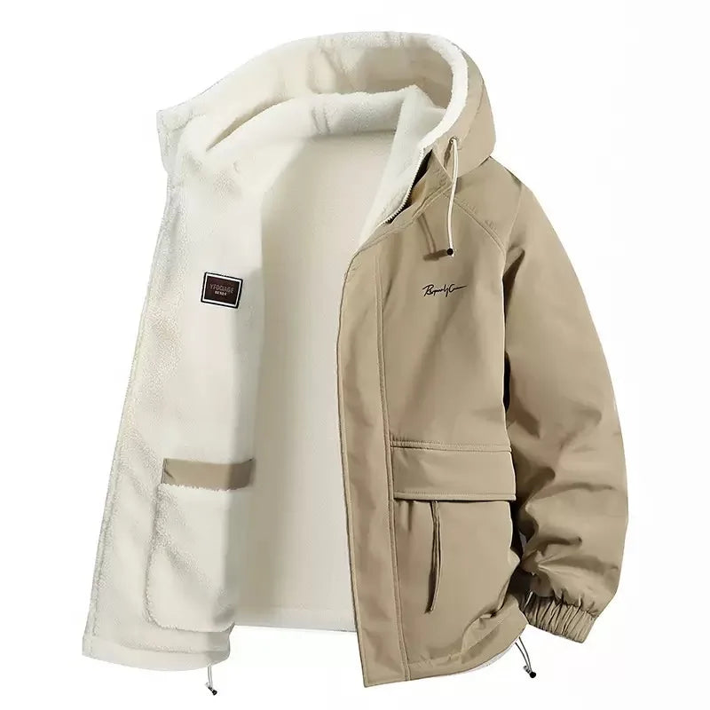 Men’s Winter Fleece Hooded Jacket – Warm Casual Sportswear