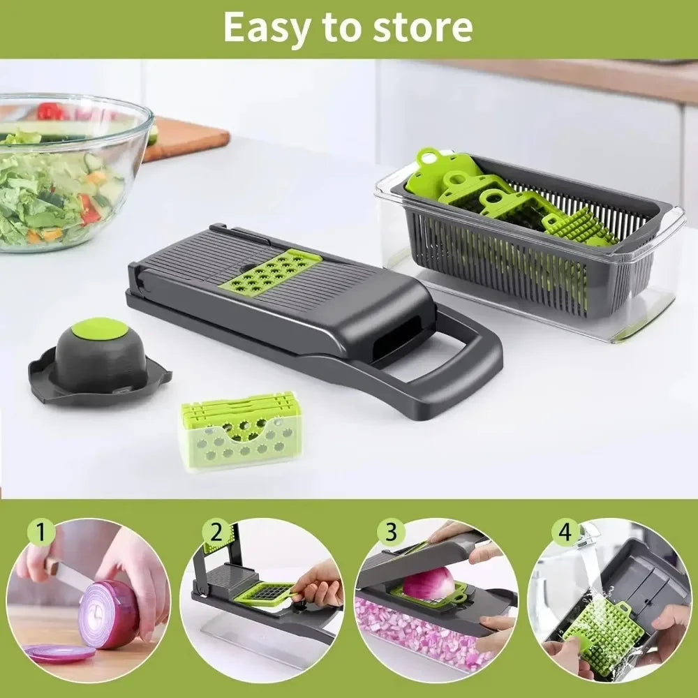 14-in-1 Vegetable Chopper – Multifunctional Food Slicer & Dicer
