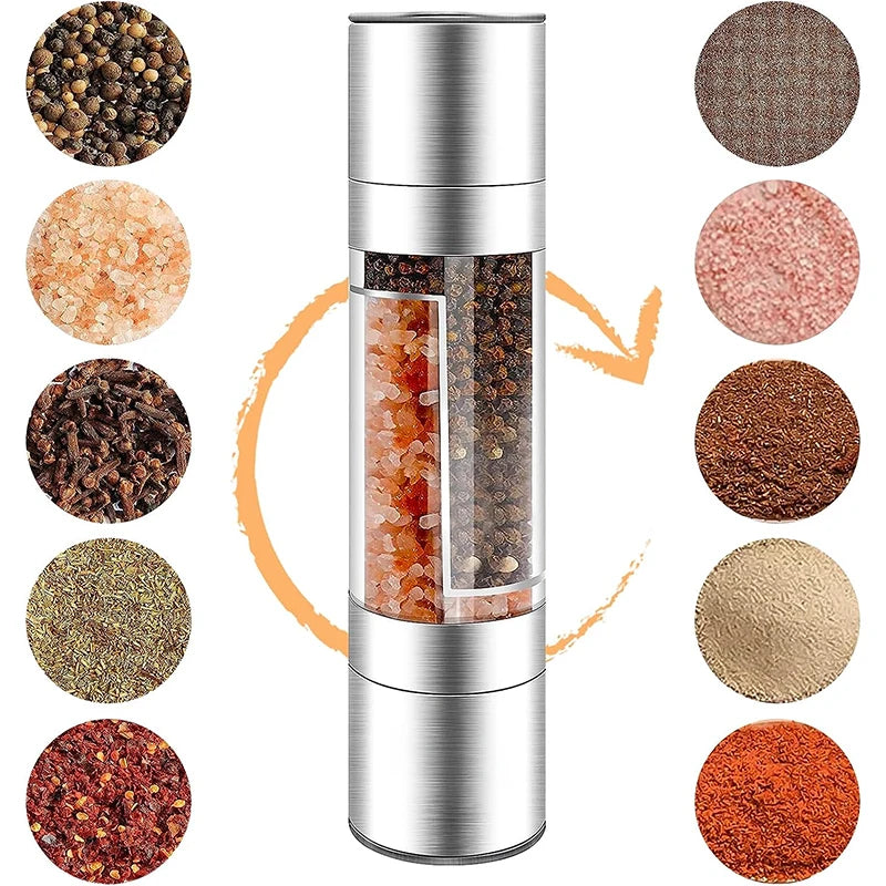 2-in-1 Manual Salt & Pepper Grinder – Stainless Steel Spice Mill