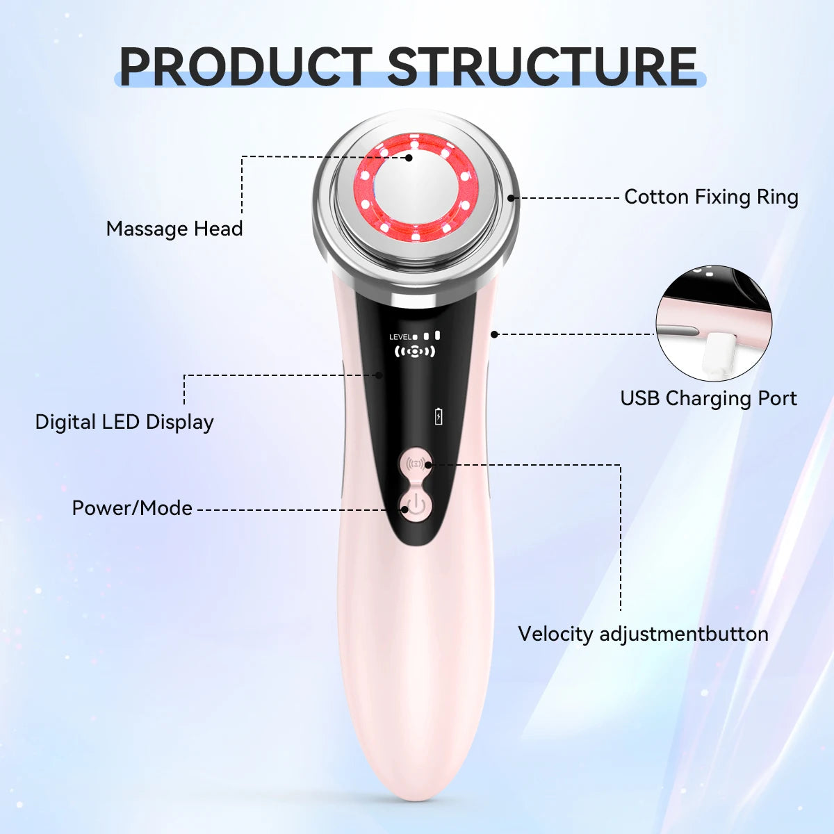 EMS Microcurrent Facial Beauty Device – Portable Skin Care Massager