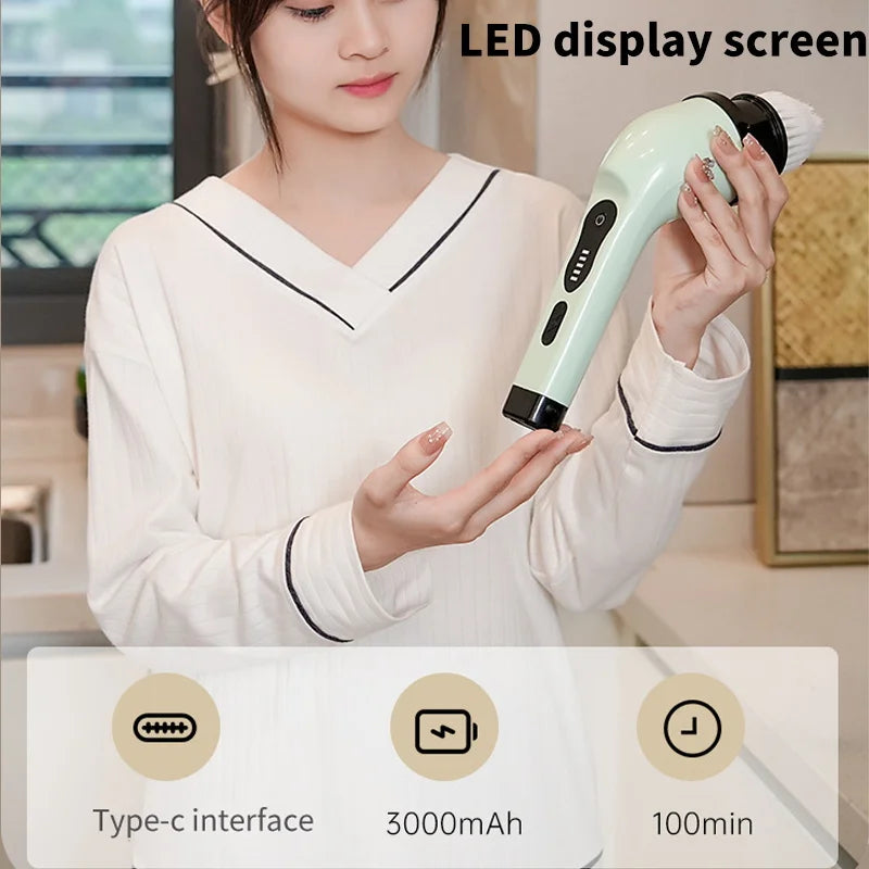 9-in-1 Electric Spin Cleaning Brush – Multi-Surface Scrubber