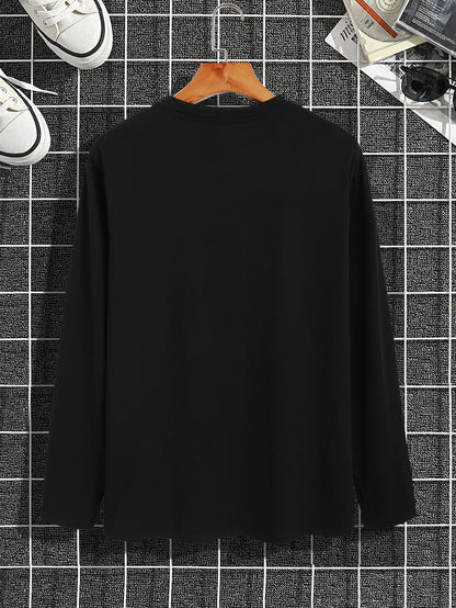 Men’s Printed Long Sleeve T-Shirt – Casual Round Neck Top