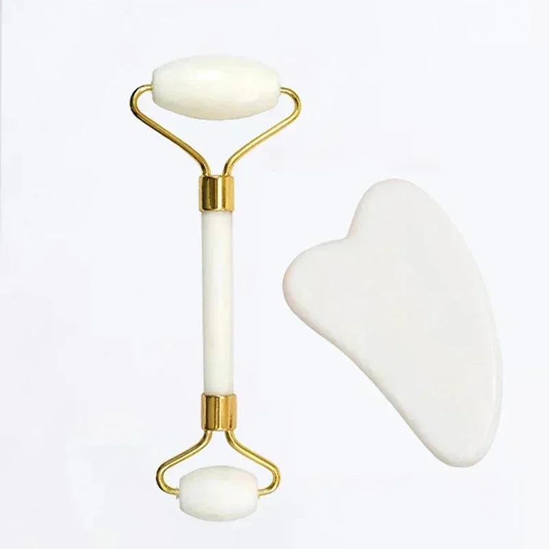 Natural Jade Roller & Gua Sha Facial Massage Set