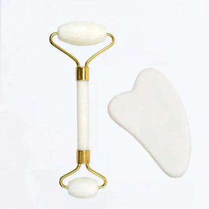 Natural Jade Roller & Gua Sha Facial Massage Set