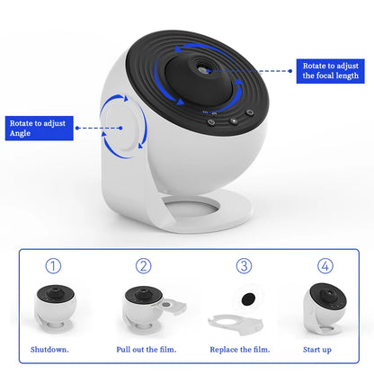 Galaxy Starry Sky Projector – 360° Rotating Night Light