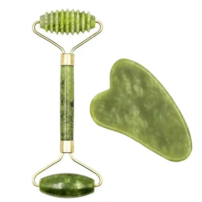 Natural Jade Roller & Gua Sha Facial Massage Set
