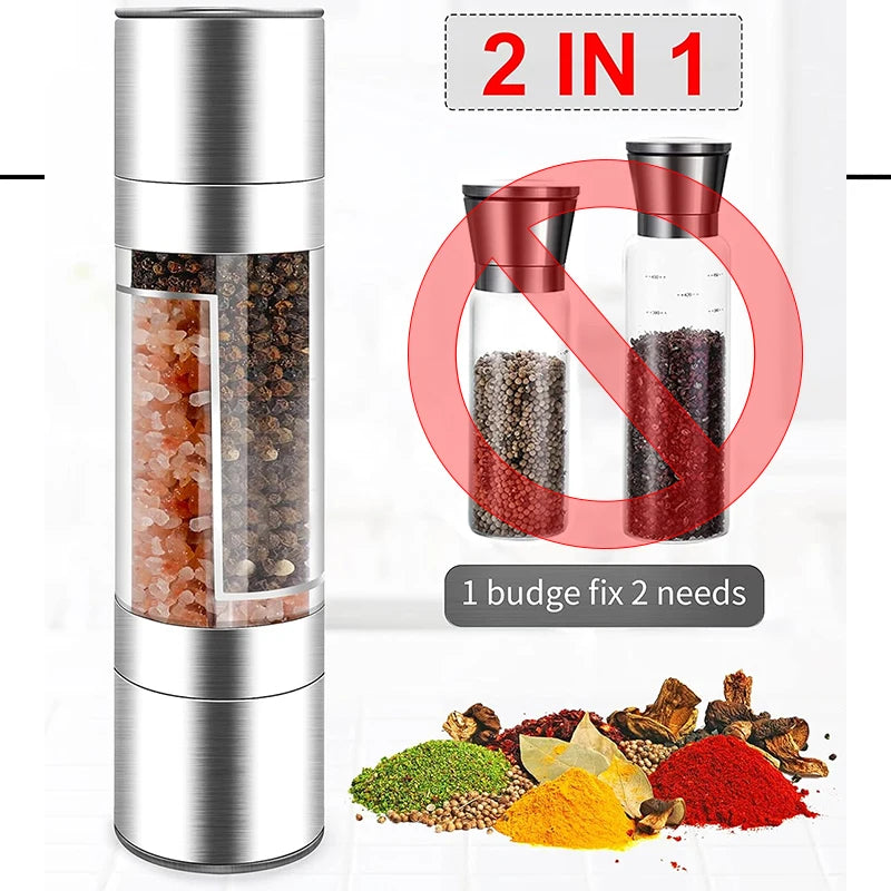 2-in-1 Manual Salt & Pepper Grinder – Stainless Steel Spice Mill