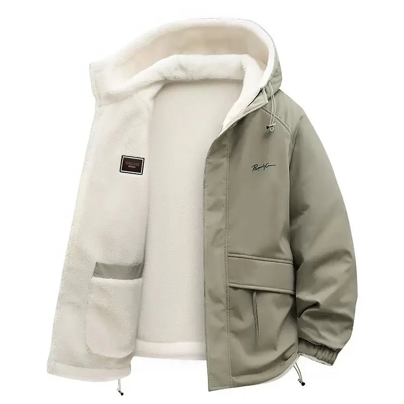 Men’s Winter Fleece Hooded Jacket – Warm Casual Sportswear