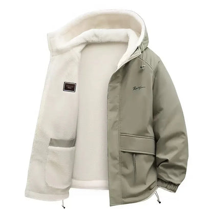 Men’s Winter Fleece Hooded Jacket – Warm Casual Sportswear