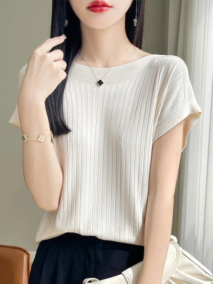 Women’s 2026 Slash Neck Ice Silk Knitted Sweater