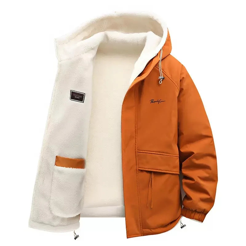 Men’s Winter Fleece Hooded Jacket – Warm Casual Sportswear