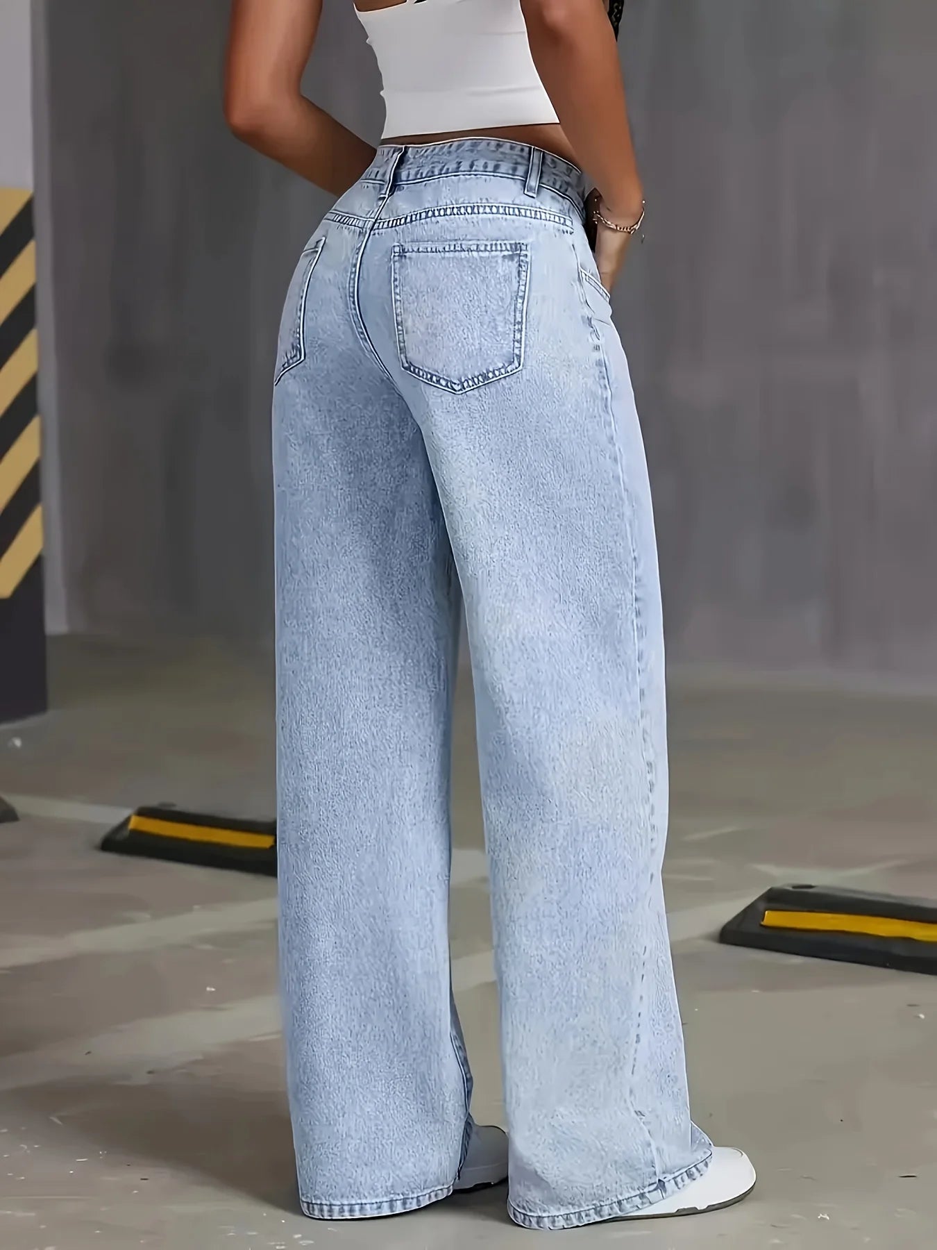 Women’s Y2K Light Blue Wide Leg Jeans – Casual Denim Pants