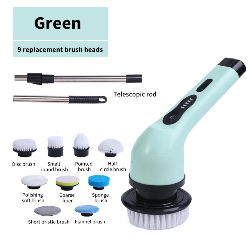 9-in-1 Electric Spin Cleaning Brush – Multi-Surface Scrubber