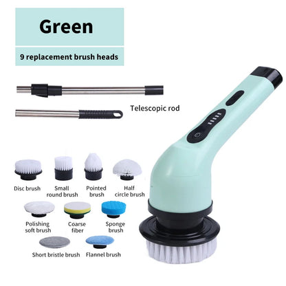 9-in-1 Electric Spin Cleaning Brush – Multi-Surface Scrubber