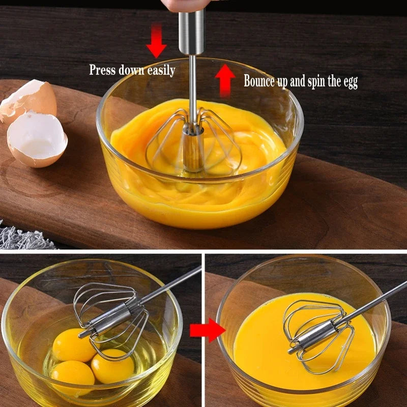 Hand Pressure Egg Beater – Stainless Steel Manual Whisk