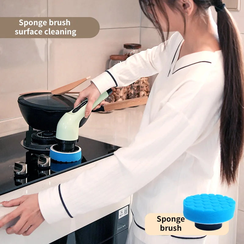 9-in-1 Electric Spin Cleaning Brush – Multi-Surface Scrubber