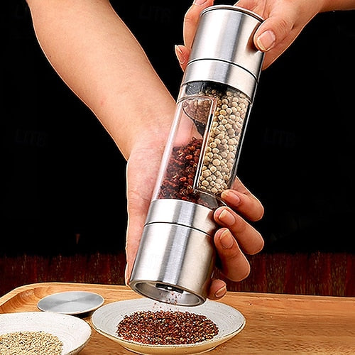 2-in-1 Manual Salt & Pepper Grinder – Stainless Steel Spice Mill